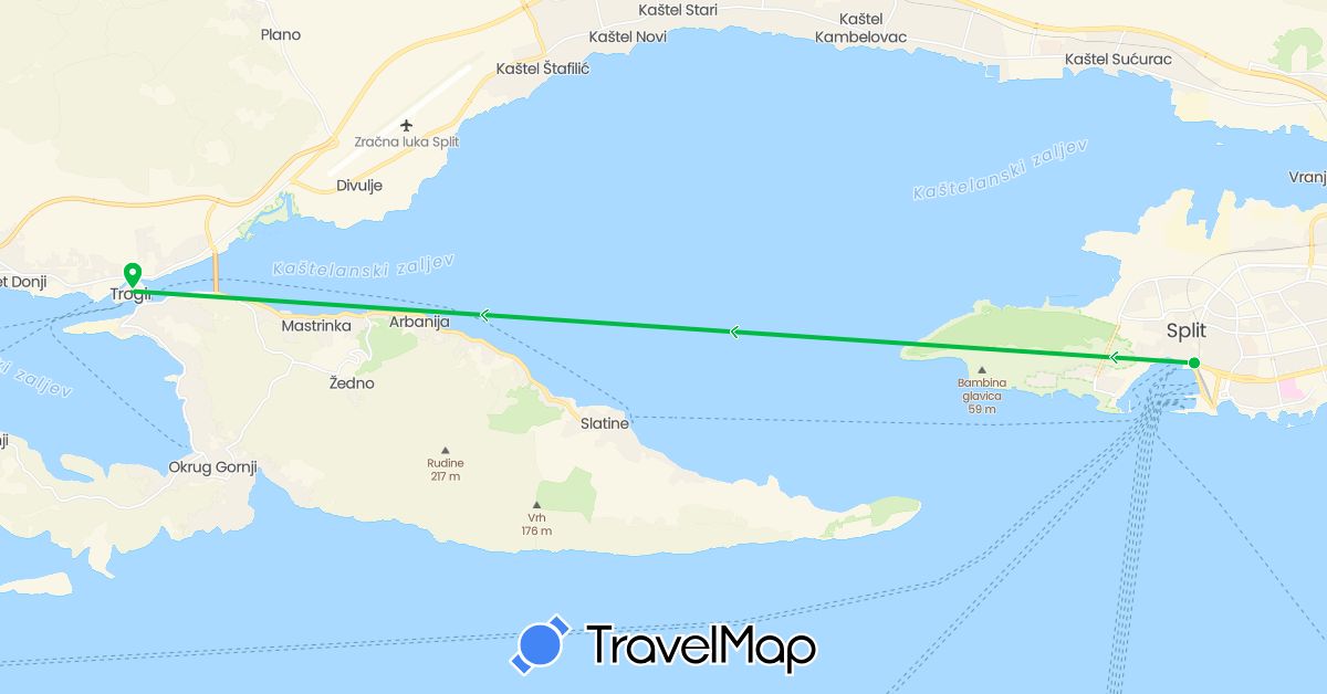 TravelMap itinerary: driving, bus in Croatia (Europe)
